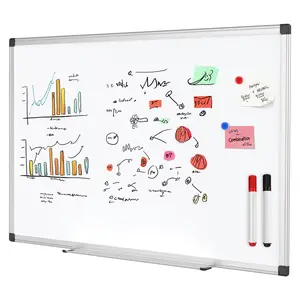 Magnetic White Board Kit for Wall 36" x 24"，1 Dry-Erase Eraser&2 markers Markers&4 Magnetic Pins, Sliver Reinforced Aluminum Frame