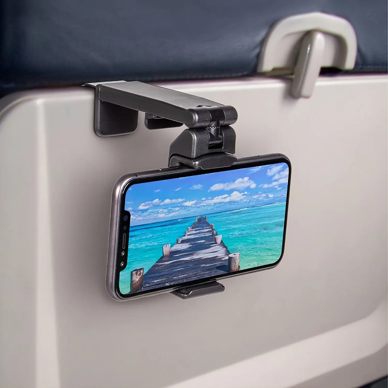 1pc Universal In-Flight Airplane Phone Holder Mount: Hands-Free, Multi-Directional, 360° Rotation - A Pocket-Sized Travel Essential! Cell Phone Mount