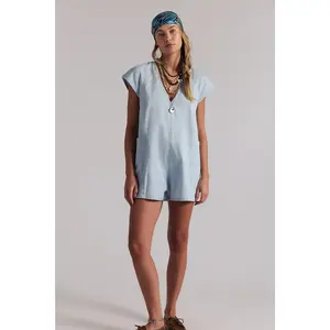 Free People: Free Fall Denim Romper in Water