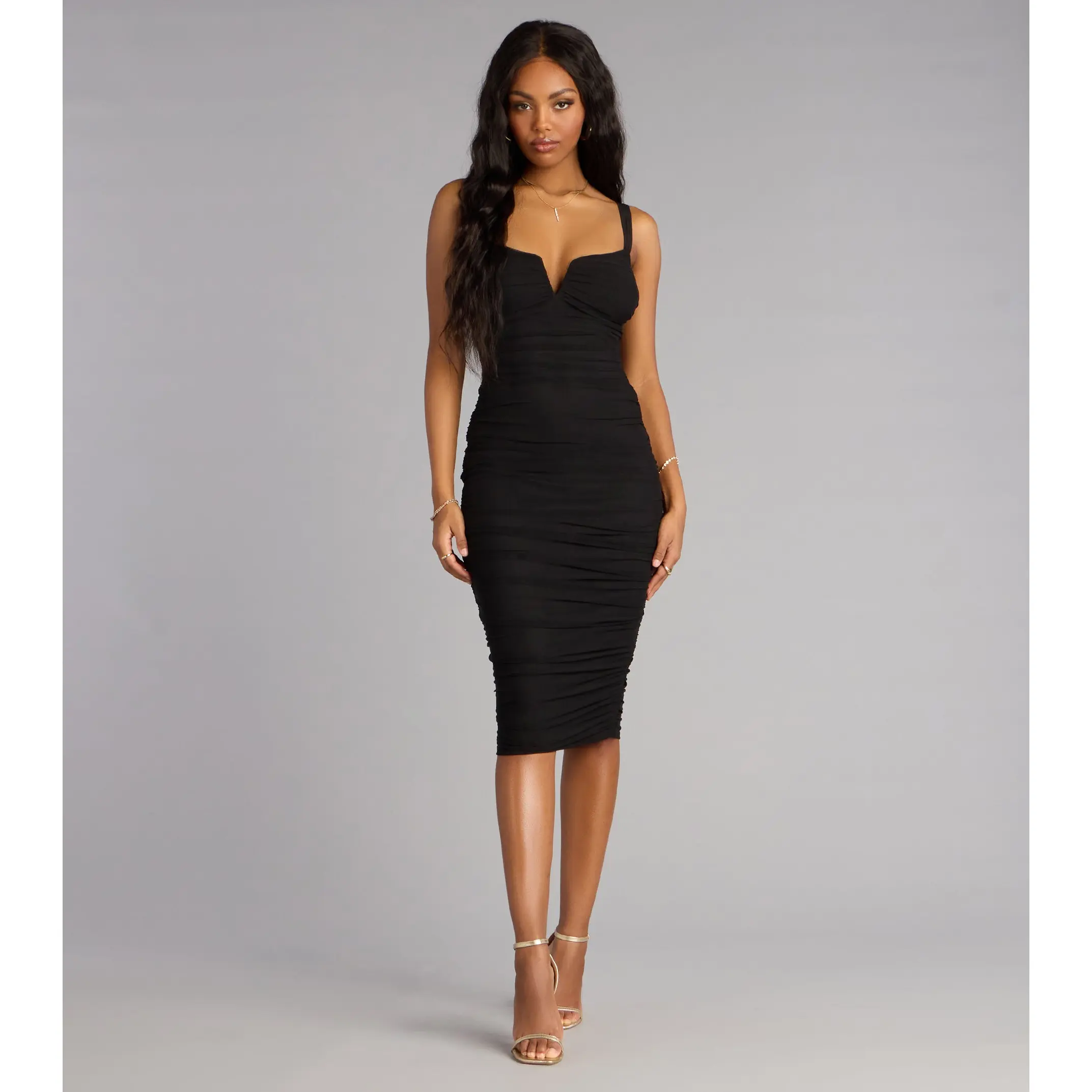 Defined And Divine Mesh Midi Dress