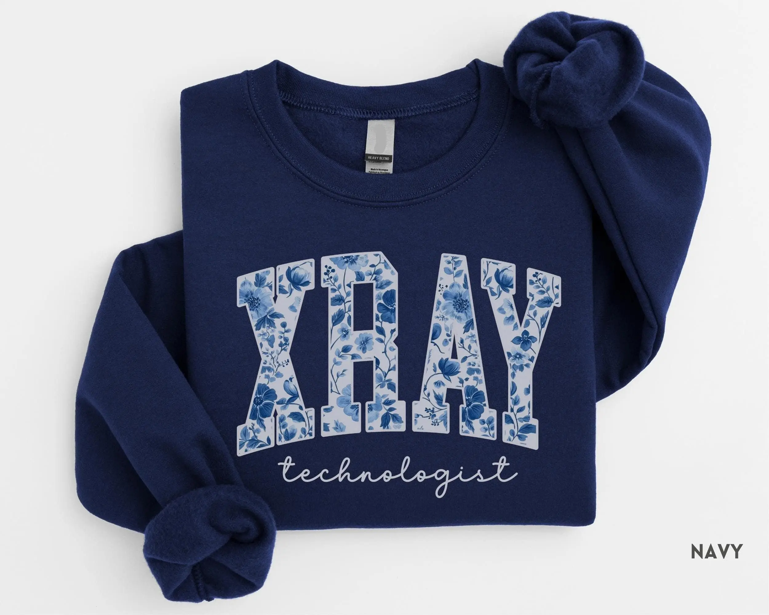 Xray Tech T-Shirt, Floral X-Ray Technologist Sweatshirt, Blue Toile Xray Tech Crewneck, Radiology Grad Gift, Medical Imaging Tech Week Gift
