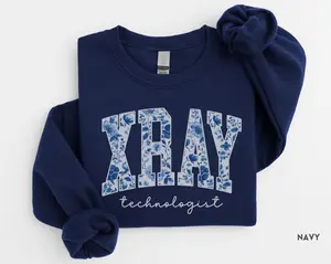 Xray Tech T-Shirt, Floral X-Ray Technologist Sweatshirt, Blue Toile Xray Tech Crewneck, Radiology Grad Gift, Medical Imaging Tech Week Gift