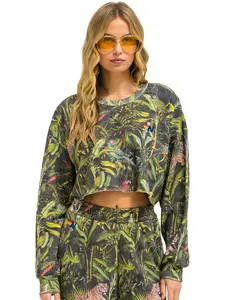 JUNGLE CROPPED CREW SWEATSHIRT RELAXED - VINTAGE CHARCOAL