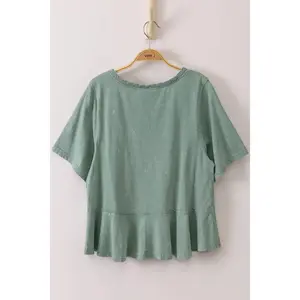 Mineral Washed V-Neck Girly Top