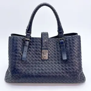 Pre-owned Bottega Veneta Blue Intrecciato Leather Small Roma Tote