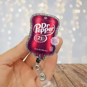 Dr Pepper Nurse Badge Reel,IV Bag Badge Holder,Funny Caffeine Nurse Badge Reel,Night Shift rn Badge Reel, ICU ER Nurse Gift,Soda Nurse Badge