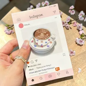 Cozy Coffee Cup MagSafe Phone Grip, Magnetic Pop Socket, Book Lover Phone Holder, Cute Floral Reader Gift for Kindle & Phone