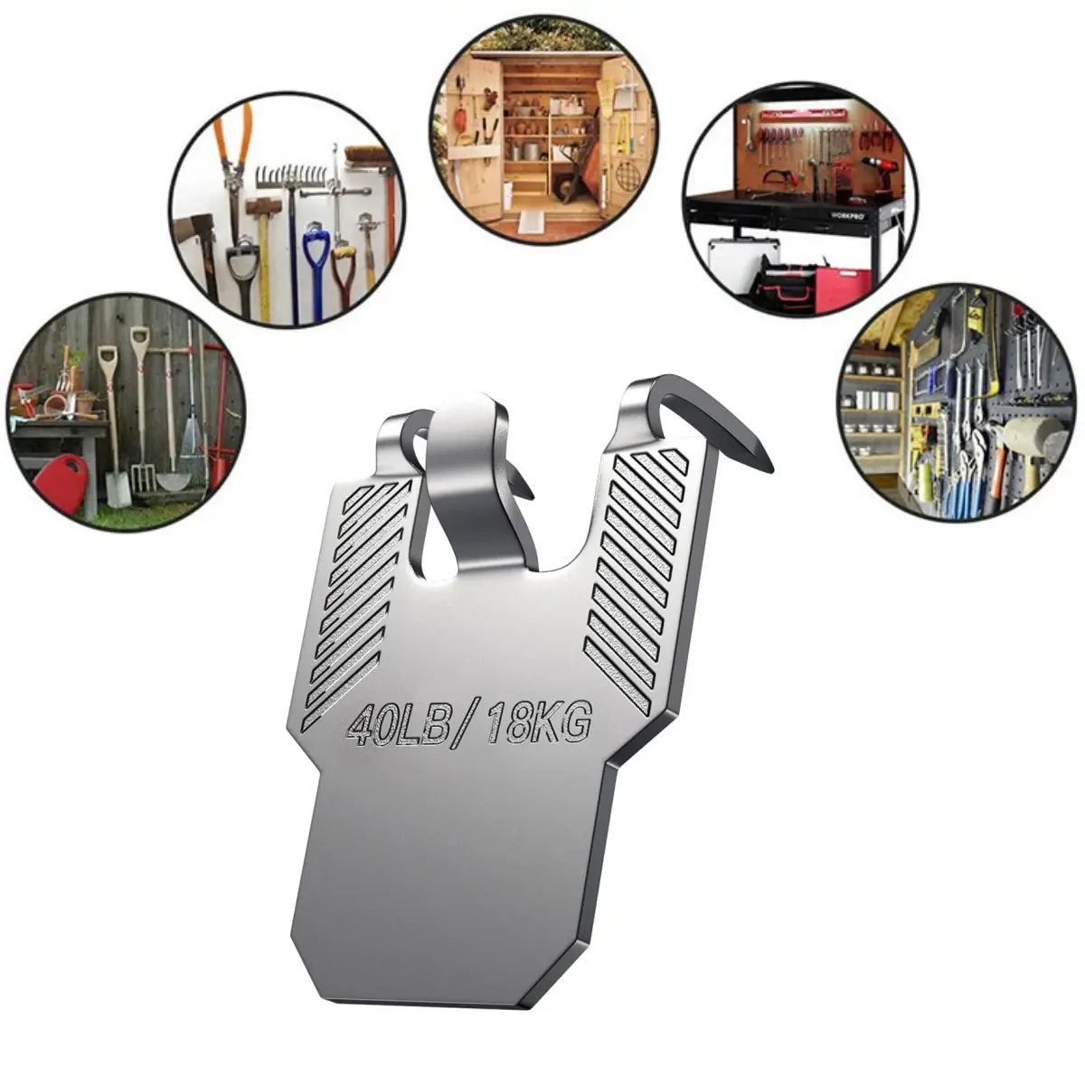 40LB/18KG Heavy Duty Tool Organizer Hook for Workshop & Garage Storage Solutions，20Pcs Claw Drywall Picture Hanger Heavy Duty Hanging Wall Hooks, Anti-Rust, Adjustable Hooks, Sheds GardenTool Organizer Black, Gifts For Men Dad Husband