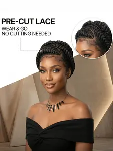 Cornrow Braided Bun Wig Glueless Style Natural Looking Synthetic Full Lace Braid Wig Lightweight Party & Daily Wear for Women #summervibes #TikTokShopStockUp