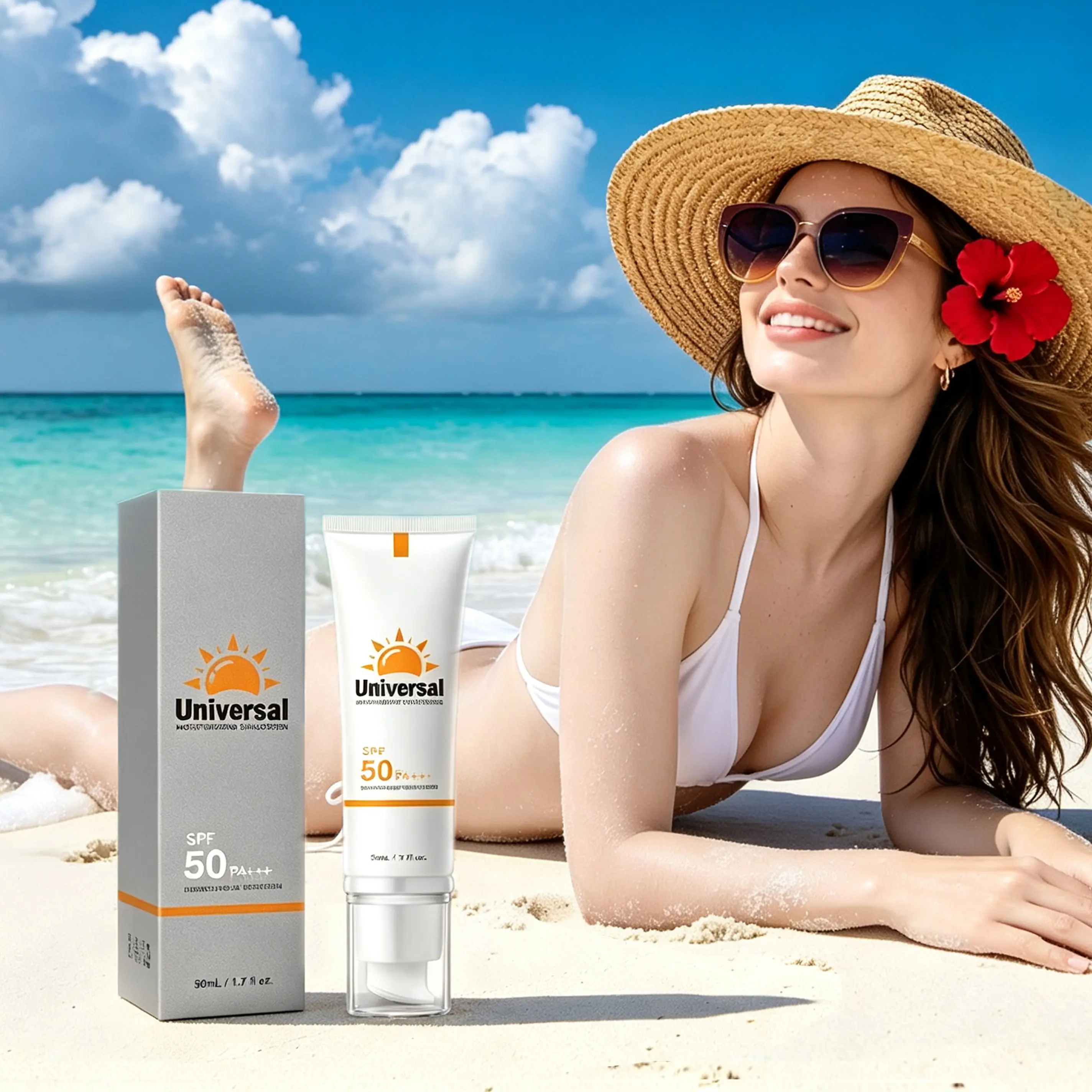 SPF50 Facial Sunscreen Moisturizer - Smooth, Gentle, Non-Greasy, Waterproof, Brightening, Sweat-Resistant, Sensitive Skin-Friendly, Lightweight Daily Protection for All Skin Types