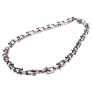 Pre-owned Tiffany & Co. Sterling Silver 925 (Ag925) Small Leather Goods Hardware Micro Link Ag925 Bracelet