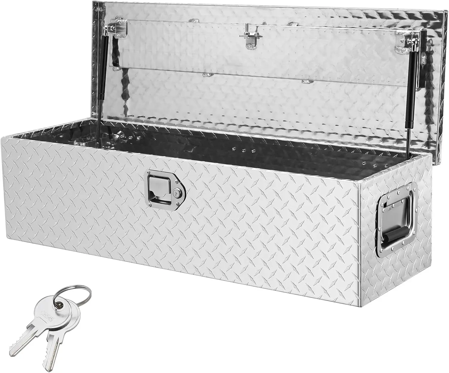 VEVOR 83L Heavy Duty Aluminum Truck Bed Tool Box, Diamond Plate Tool Box with Side Handle and Lock Keys, Storage Tool Box Chest Box Organizer for Pickup, Truck Bed, RV, Trailer, 39"x13"x10", Silver