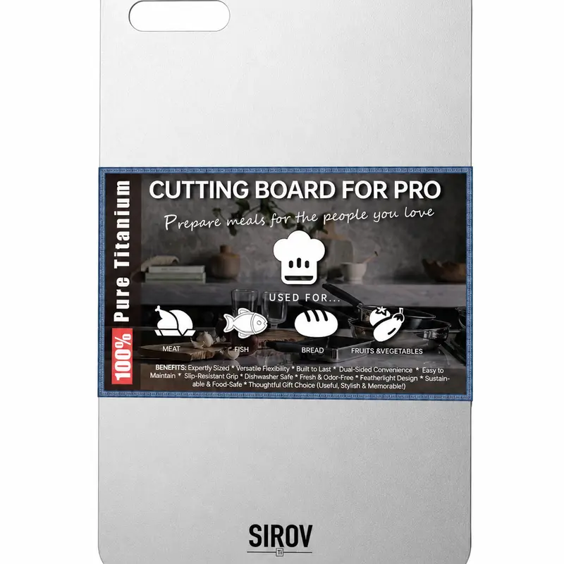100% Pure Titanium Cutting Board for Kitchen, Non-Toxic Cutting Board, Dishwasher Safe, Odor Resistant, Hygienic & Durable for Meat, Fruits and Vegetables | Summerwins
