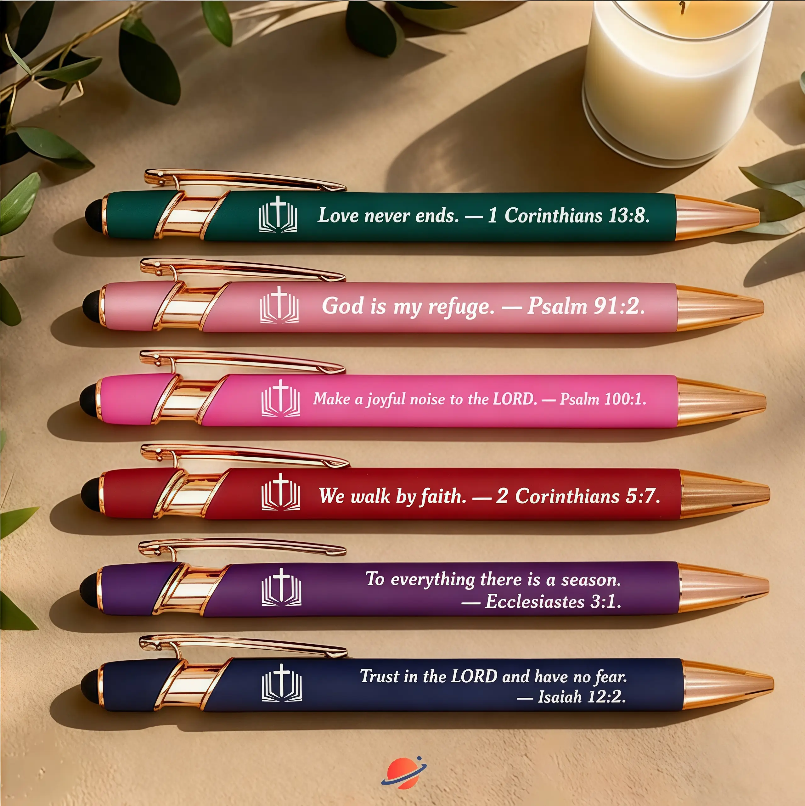 6 Scripture Ballpoint Pens Christian Inspirational Pen Set with Bible Verse Engraved God and Faith Quotes Religious Gifts Writing Pen Creative Stationery