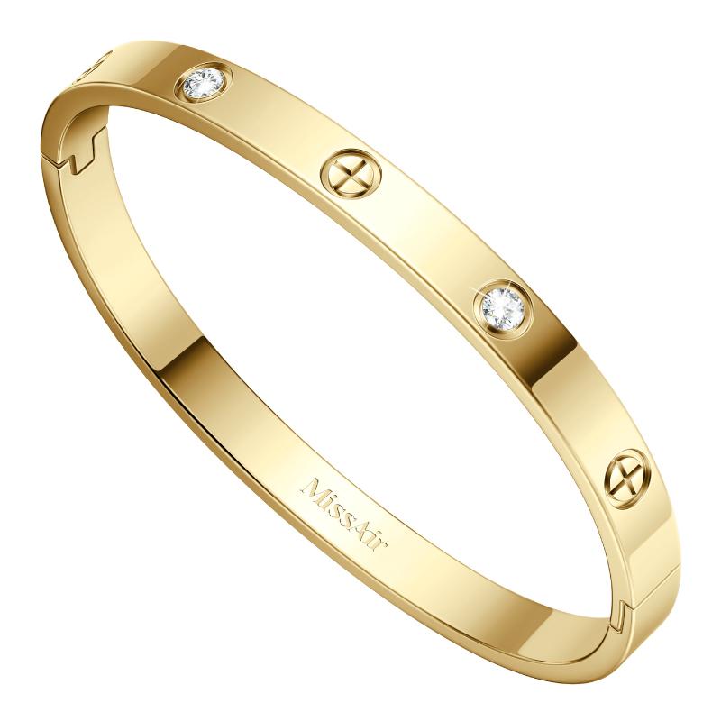 Missair Fashion Rhinestone Decorated Bangle LOVE Bracelet for Women Girls - Elegant Jewellery for Party, Daily Clothing