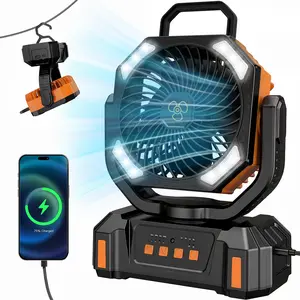20000mAh Portable Camping Fan with LED Light, 4 Speed Rechargeable Tent Fan with Remote, 270° Rotation, 3 Brightness Light, Timer Function, USB Power Bank for Outdoor Camping, Travel, Home Office#SummerWins