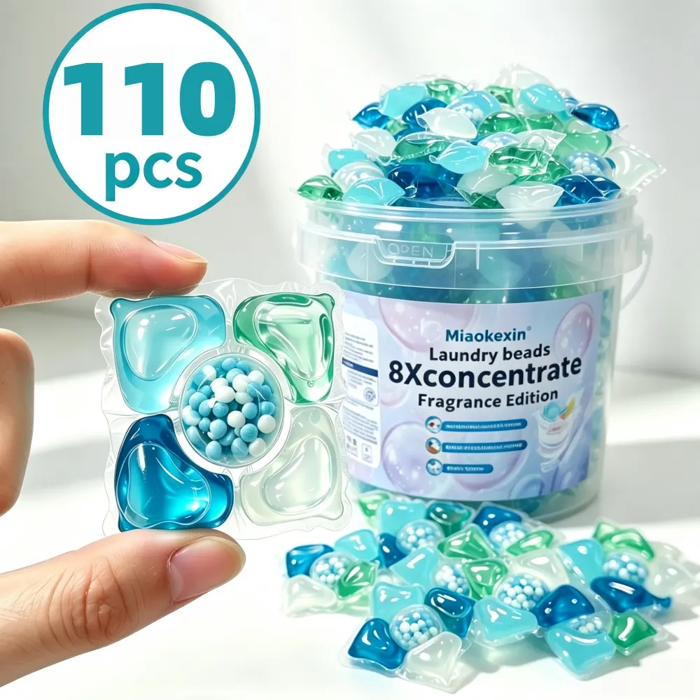 110pcs 5-in-1 Fragrance Laundry Detergent Pods, 5-Chamber With Built-in Scent Beads, Long Lasting Fresh Scent, Deep Stain Cleaning