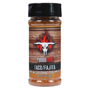 Runnin' Wild Foods Gourmet Taco & Fajita Seasoning Mix - Low Sodium Mexican Blend for Tacos, Fajitas, Carne Asada, Nachos, Chili, Enchiladas - 5.2 oz Bottle