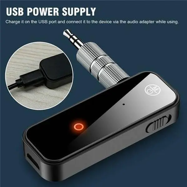 USB Wireless Bluetooth 5.0 Transmitter Receiver 2in1 Audio Adapter 3.5mm Aux Car Black