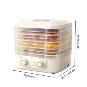 Small Household Food Dehydrator with 5 Trays 360 Degree Hot Air Circulation Dual Knob Adjustable Temperature Low Noise for Food Fruits Meat Vegetables Pet Snacks bpa-free