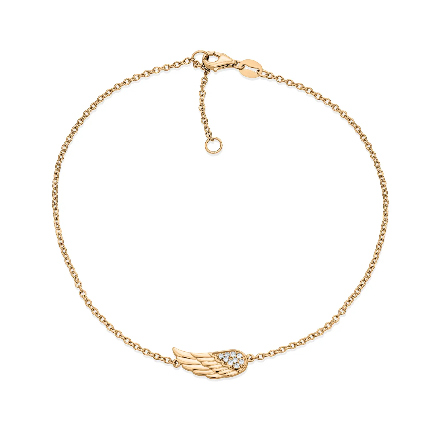 Guardian Angel Wing Anklet Charm Ankle Bracelet Rose Gold Sterling Silver