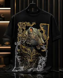 Men’s Luxury Tiger Graphic Rhinestone T-Shirt Black
