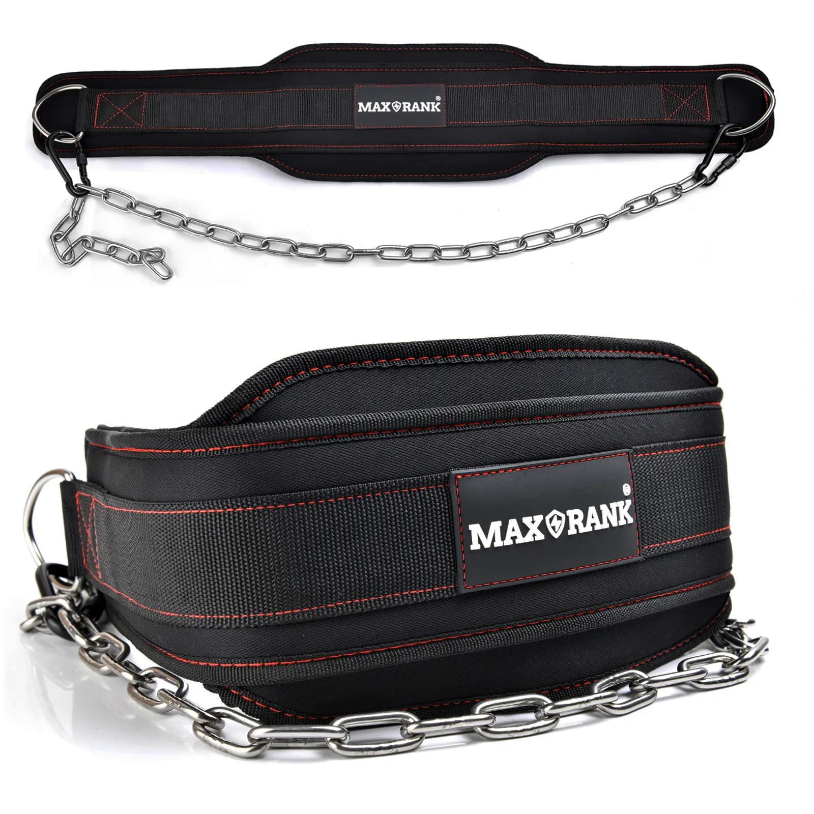 MAXRANK Dip belt With 37" chain, 550lbs - 650lbs weight capacity, Weight lifting for dips and pullups