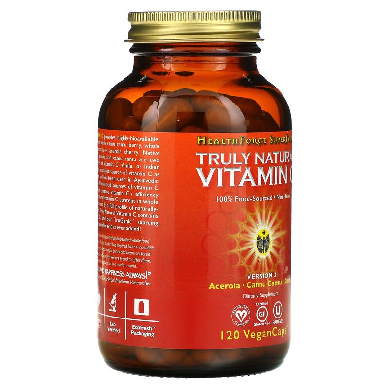 HealthForce Superfoods Truly Natural™ Vitamin C, 120 Vegan Caps