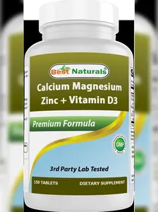 Best Naturals Calcium Magnesium Zinc with Vitamin D3, 150 Tablets - Calcium 1000 mg, Magnesium 400 mg, Zinc 25 mg & D3 600 IU per Serving (3 Tablets)