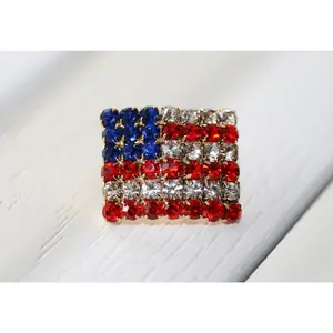 US Flag Lapel/Tac Pin Rhinestone,  Red White Blue National Flag Tac Pin 4th of July Patriotic Tac/Pin