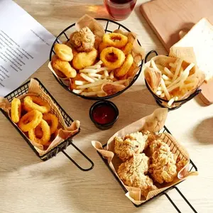1pc French Fries Basket Snack Bucket Fried Chicken Chip Storage Basket Food Frying Basket Oil Strainer Creative Tableware Container