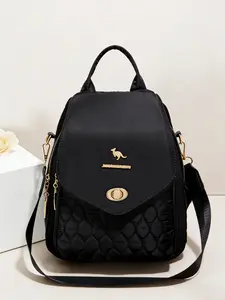 New Kangaroo Backpack Women Lightweight Fashion Versatile Large Capacity Casual Nylon Bag Plaid Pattern All Seasons