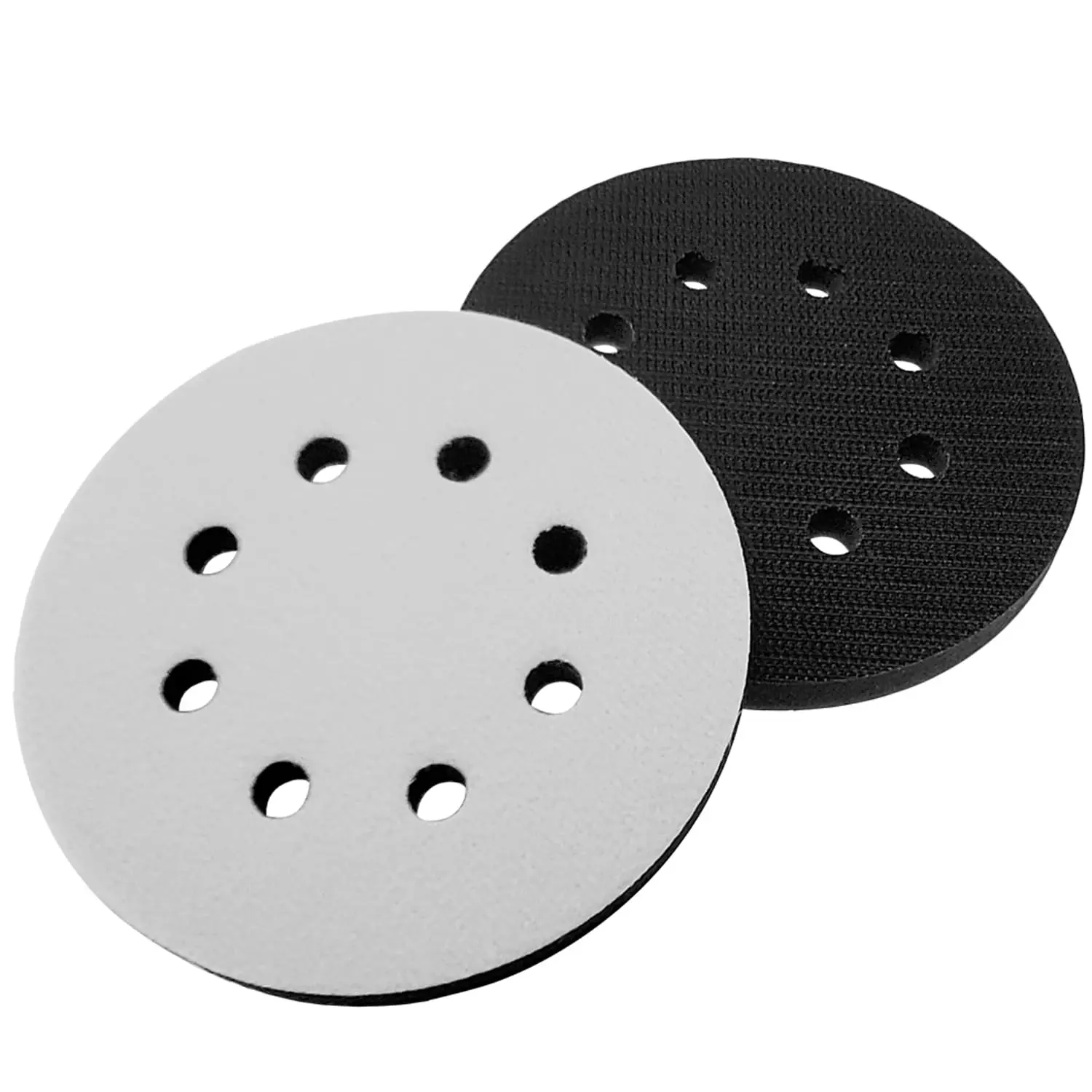 2-Pack 5 in 8-Hole Hook and Loop Soft Interface Sponge Cushion Backing Pads for Orbital Sander, Buffer Polishing Tools, Metal Polishing Buffing Pads for Automobile Polishing