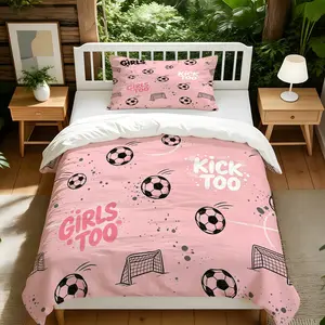 2/3Pcs Fresh Macaron Soccer Goal Duvet Cover Set, Splash Graffiti Texture, Meet Daily Replacement Needs For Fan Rooms (No Filling And No Pillow Inserts)