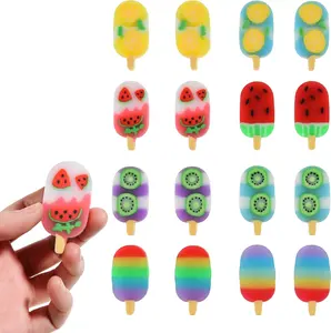 16Pcs Ice Cream Erasers for Kids, Cute Fruit Shaped Fun Food Eraser for Classroom Rewards Party Favors