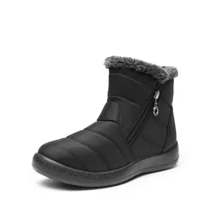 DREAM PAIRS Winter Boots for Women Warm Fur Lined with Zipper Flat Ankle Boots Comfortable Lightweight Outdoor Indoor Booties