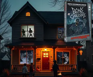 AtmosFX Bone Chillers Digital Decorations DVD for Halloween Holiday Projection Decorating with LED Lights SD DVD for Spooky Skeletons