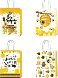 24-Pack Adorable Bee Theme Paper Goodie Bags with Handles - Perfect Party Favors for Birthday Celebrations, Baby Showers & Seasonal Gifts -- machine roaches