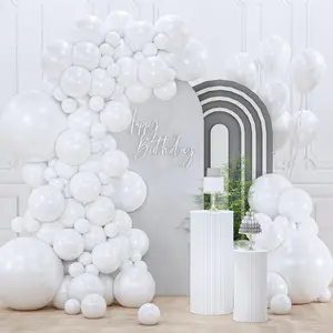 PartyWoo Pearl White Balloons 128pcs Different Sizes Pack of 18 12 10 5 Inch Metallic White Latex Balloon Arch Kit Garland for Wedding Graduation Baby Shower Birthday Party Decorations White-Z30