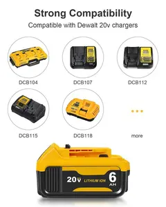 6000mAh Replacement for Dewalt 20V Battery Lithium-ion MAX DCB200 DCD/DCF/DCG/DCS Series