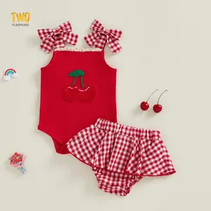 Baby Girl Clothes Infant Sleeveless Romper Bodysuit + Ruffle Bloomers Shorts+headband Newborn Summer Outfits Set