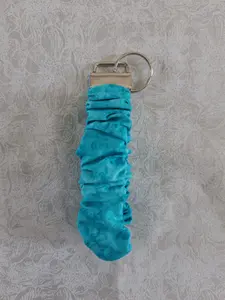 Turquoise Scrunchie Wristlet, Functional Keychain for Fashion Accessory Enthusiasts