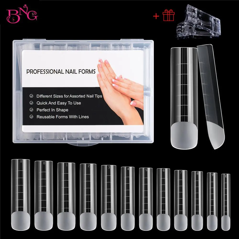 BNG 120Pcs Matte Dual Nail Forms for Gel Builder Professional Poly Extension Gel Top Forms Acrylic Nail Molds  Mould