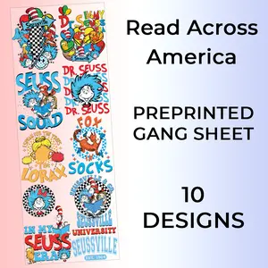 Ready to Press Read Across America Sublimation GangSheets