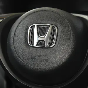 Carbon Fiber Decorative Stickers for Honda Civic Ninth Generation Steering Wheel Emblem Logo Slot Car Badge Decoration