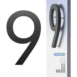 7 inch Numbers Black Address Numbers - Number 9, 3D Effect Large Floating Door Numbers for Home Street Office