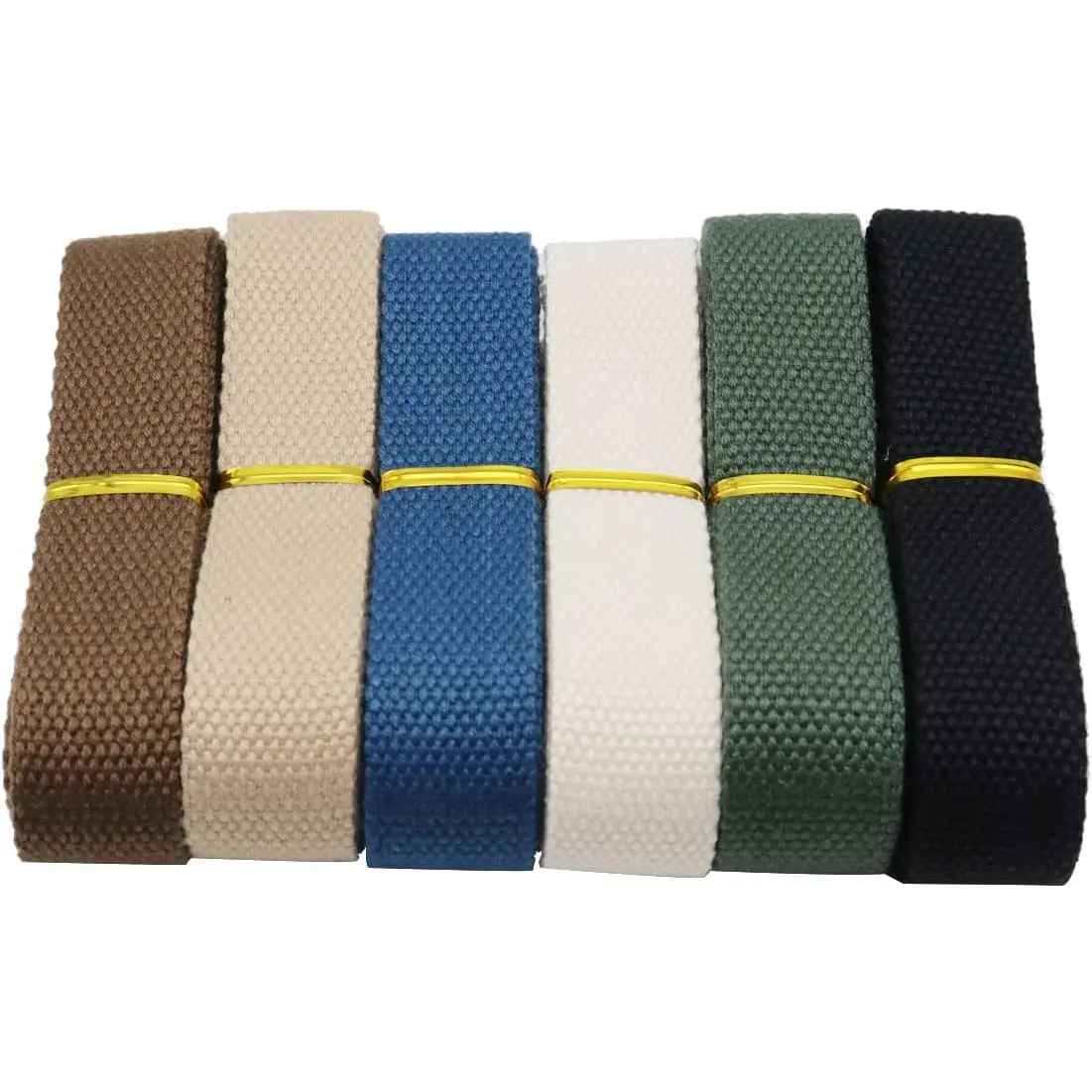 Set of 6 pieces1*0.07InchHeavy Cotton Webbing  Wide 12 Yard 6 Color Mixed Polyester Cotton  for Webbing Bag Handles, Strap,Tote Cloth Belt,Making Outdoor Supplies(Mixed Color)