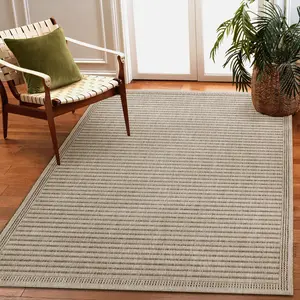 Lush Decor MALIBU Indoor/Outdoor Power Loomed Synthetic Blend Low Profile Area Rug - Traditional Geometric Casual Accent  (Simple Border)