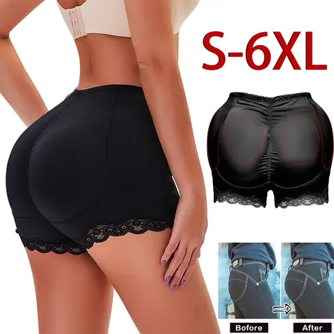 Hip Pads Panty Women Fake Ass Hip Padded Butt Lifting Plus Size Shapewear Butt Lifter Shorts Body Shaper Padded Panties Lace Push Up Ass