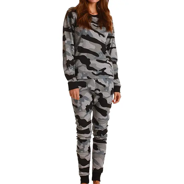 Just Love Women's Thermal Pajamas Camo Pattern Long Sleeve Casual All Seasons Pajamas for Cold Nights Comfortable Fit & Warmth